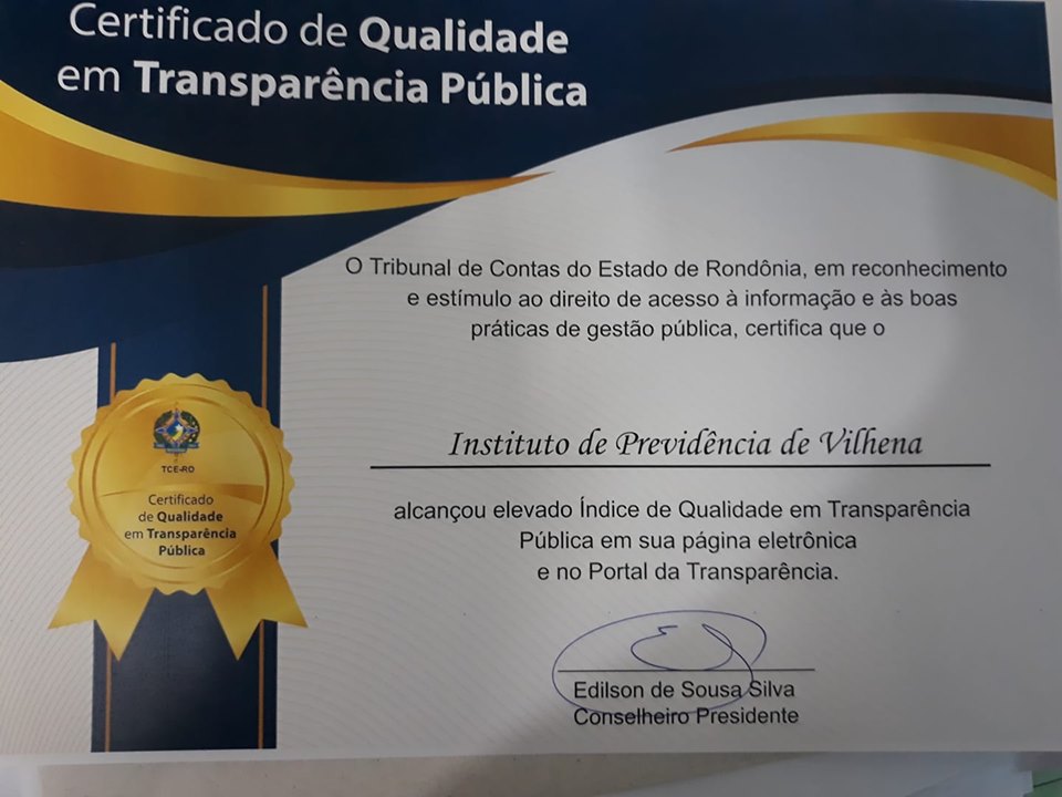 Certificado de Qualidade em Transparência Pública